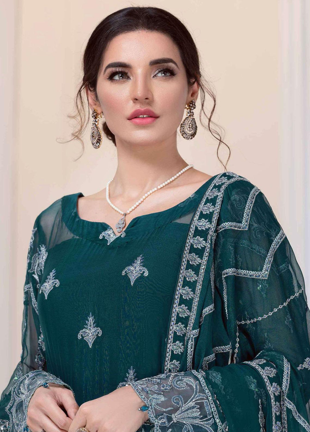 Aashna by Meeral Embroidered Chiffon Suits Unstitched 4 Piece MRL21A 06-DARIA - Luxury Collection