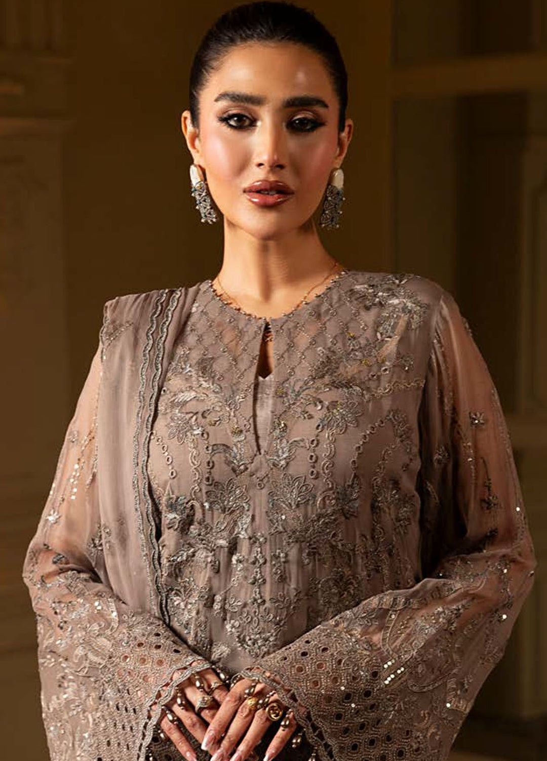 Aashnai by Lavish Embroidered Chiffon Suits Unstitched 3 Piece LVP24AC D-10 Rustic Grace - Formals Collection