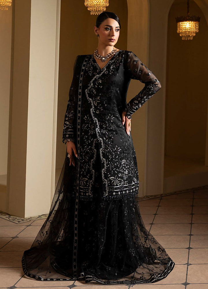Aashnai by Lavish Embroidered Organza Suits Unstitched 3 Piece LVP24AC D-01 Charcoal Luxe - Formals Collection