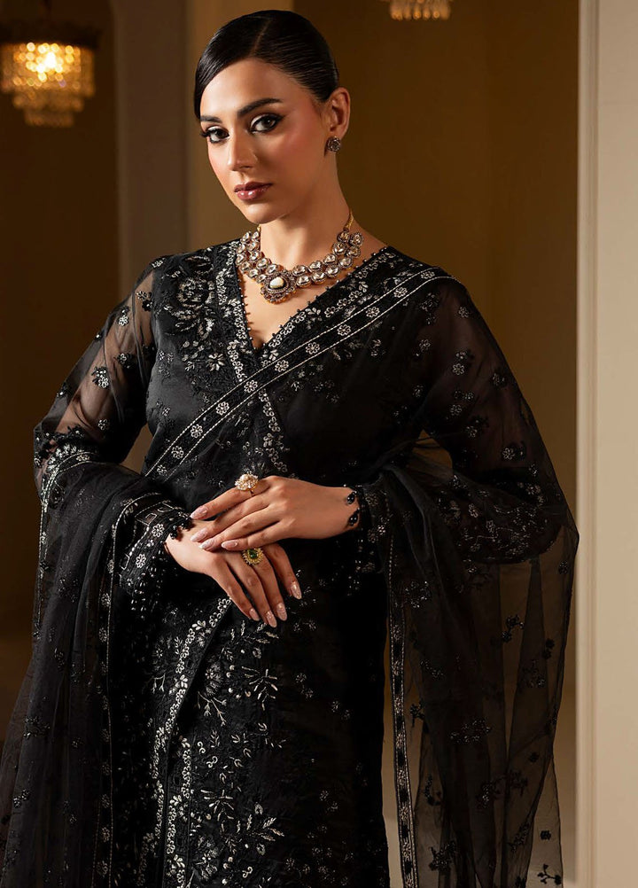 Aashnai by Lavish Embroidered Organza Suits Unstitched 3 Piece LVP24AC D-01 Charcoal Luxe - Formals Collection