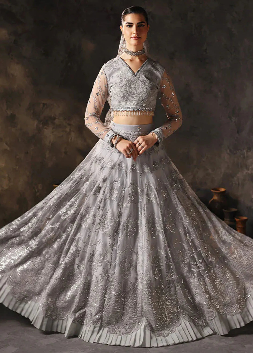 Aatish By Saffron Embroidered Net Suit Unstitched 4 Piece SFR24A D-06 Rang-e-Barq - Formal Collection