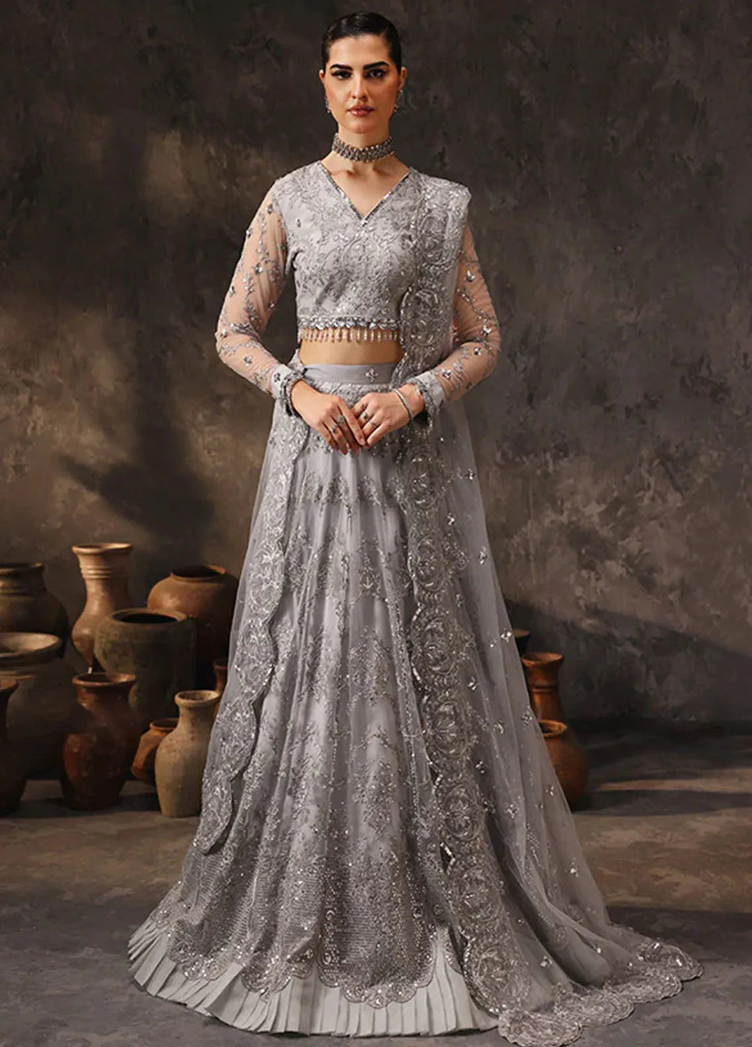 Aatish By Saffron Embroidered Net Suit Unstitched 4 Piece SFR24A D-06 Rang-e-Barq - Formal Collection