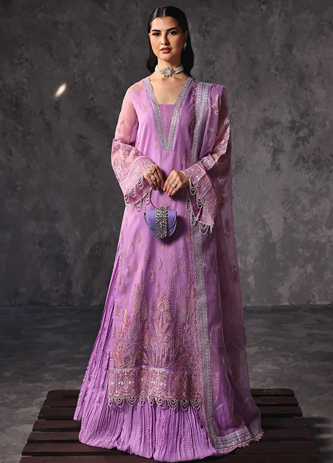 Aatish By Saffron Embroidered Organza Suit Unstitched 4 Piece SFR24A D-04 Noor-e-Hunar - Formal Collection