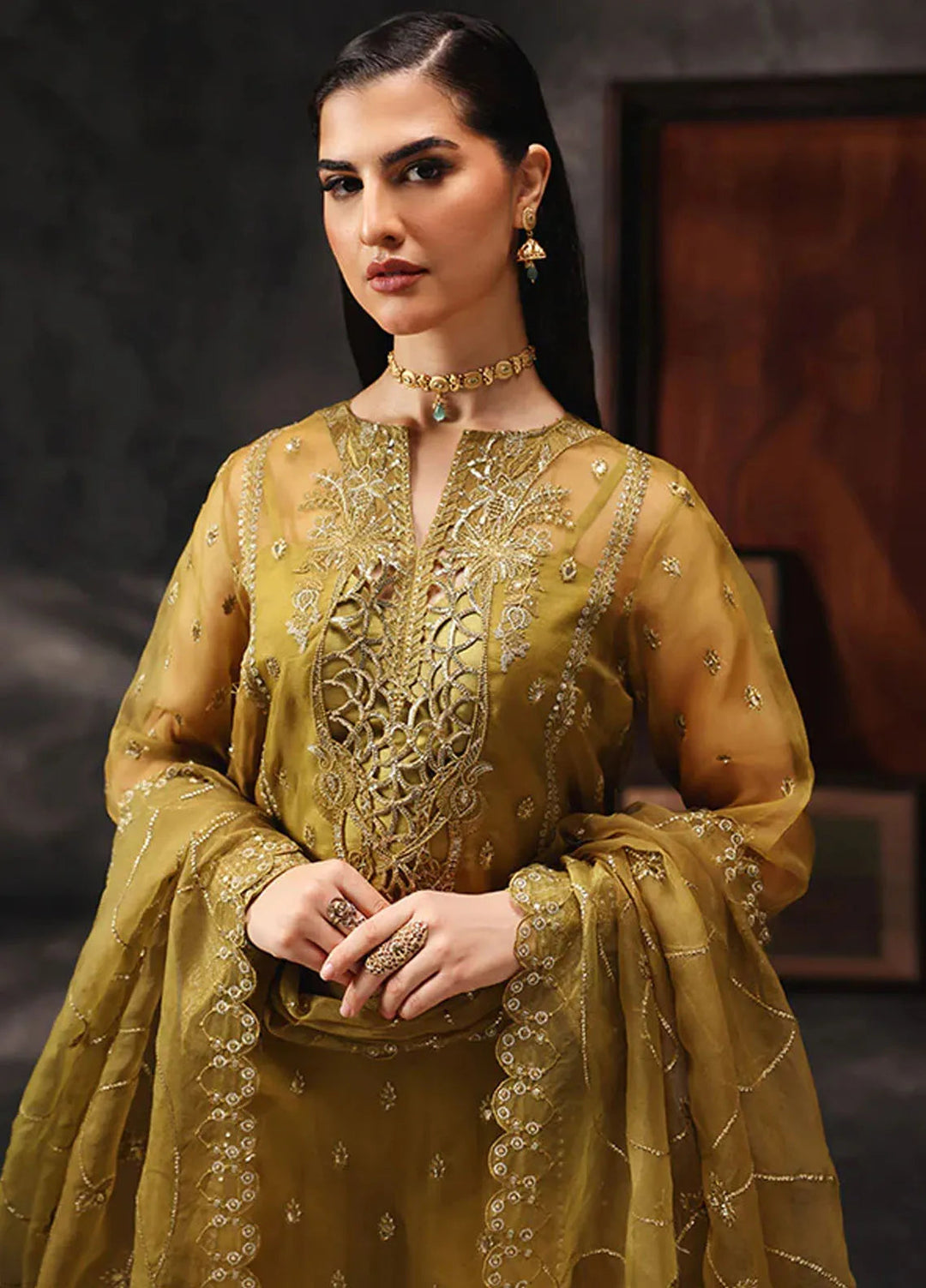 Aatish By Saffron Embroidered Organza Suit Unstitched 4 Piece SFR24A D-05 Shola-e-Noor - Formal Collection