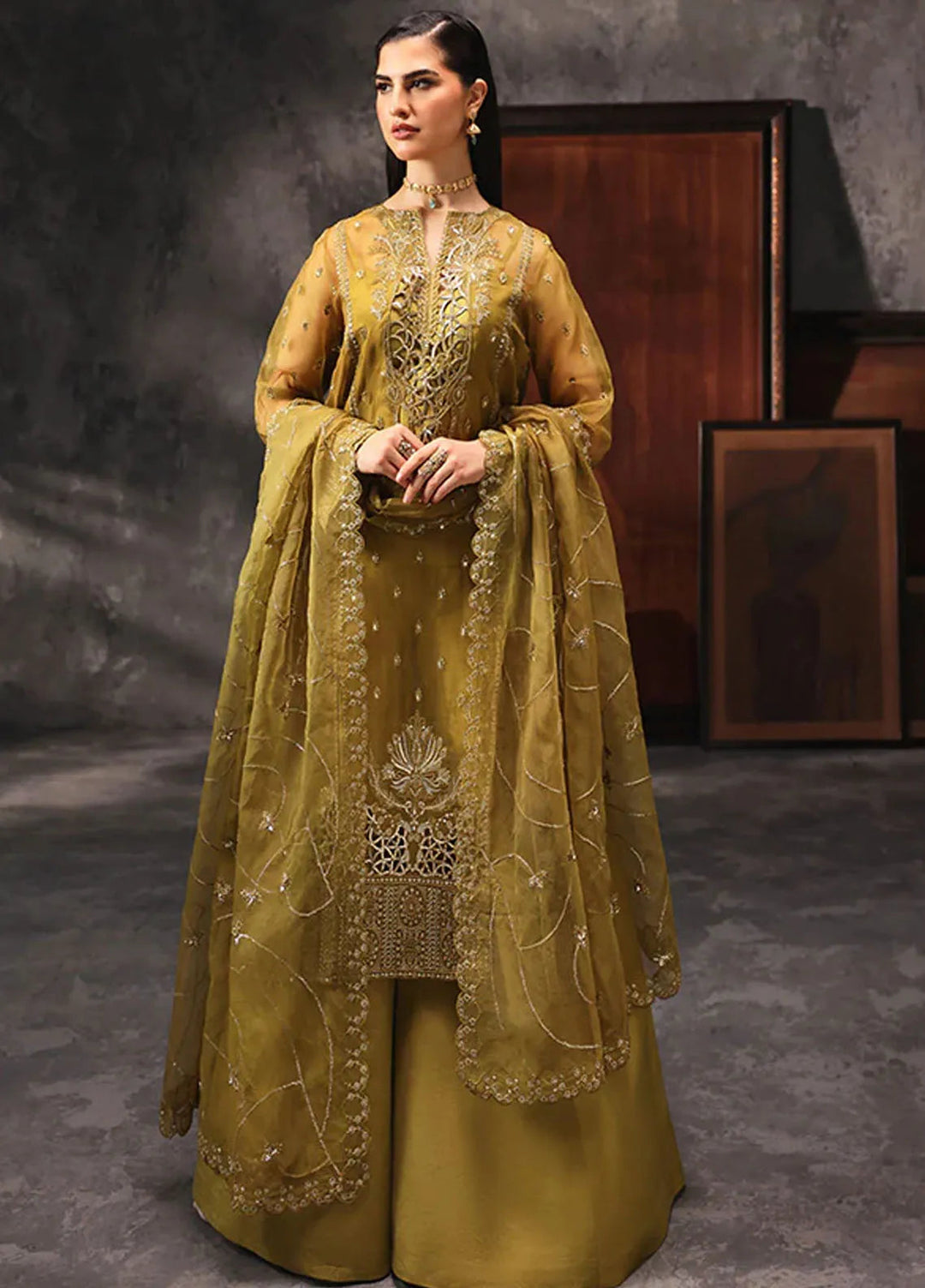 Aatish By Saffron Embroidered Organza Suit Unstitched 4 Piece SFR24A D-05 Shola-e-Noor - Formal Collection