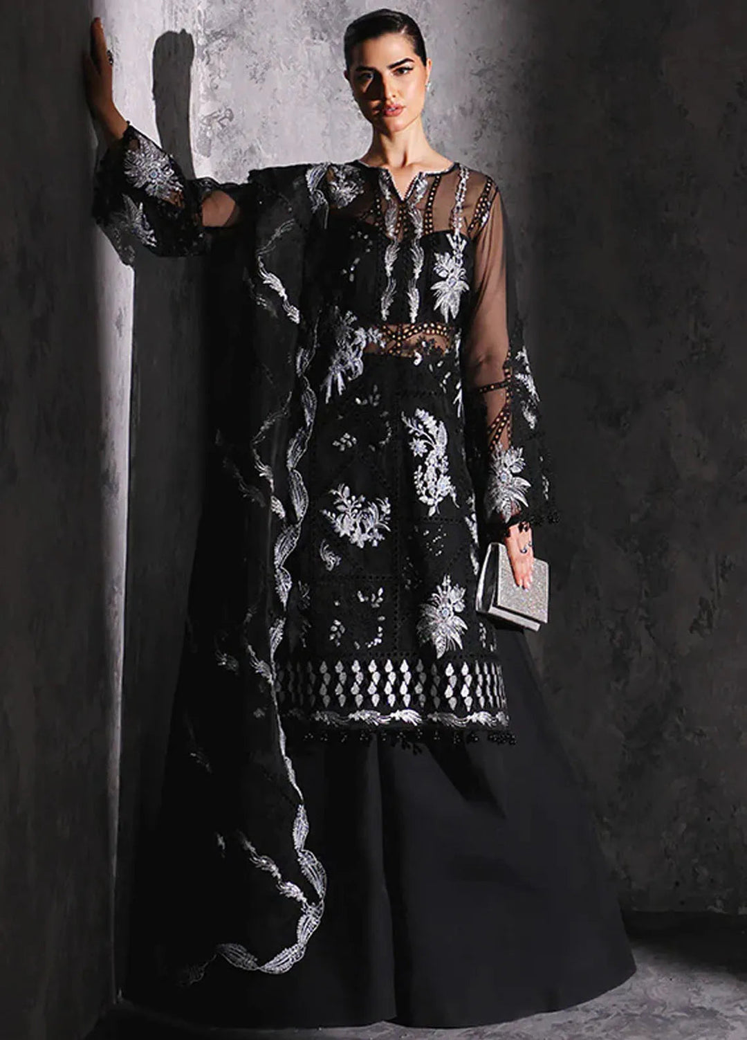 Aatish By Saffron Embroidered Organza Suit Unstitched 4 Piece SFR24A D-07 Gul-e-Aftab - Formal Collection