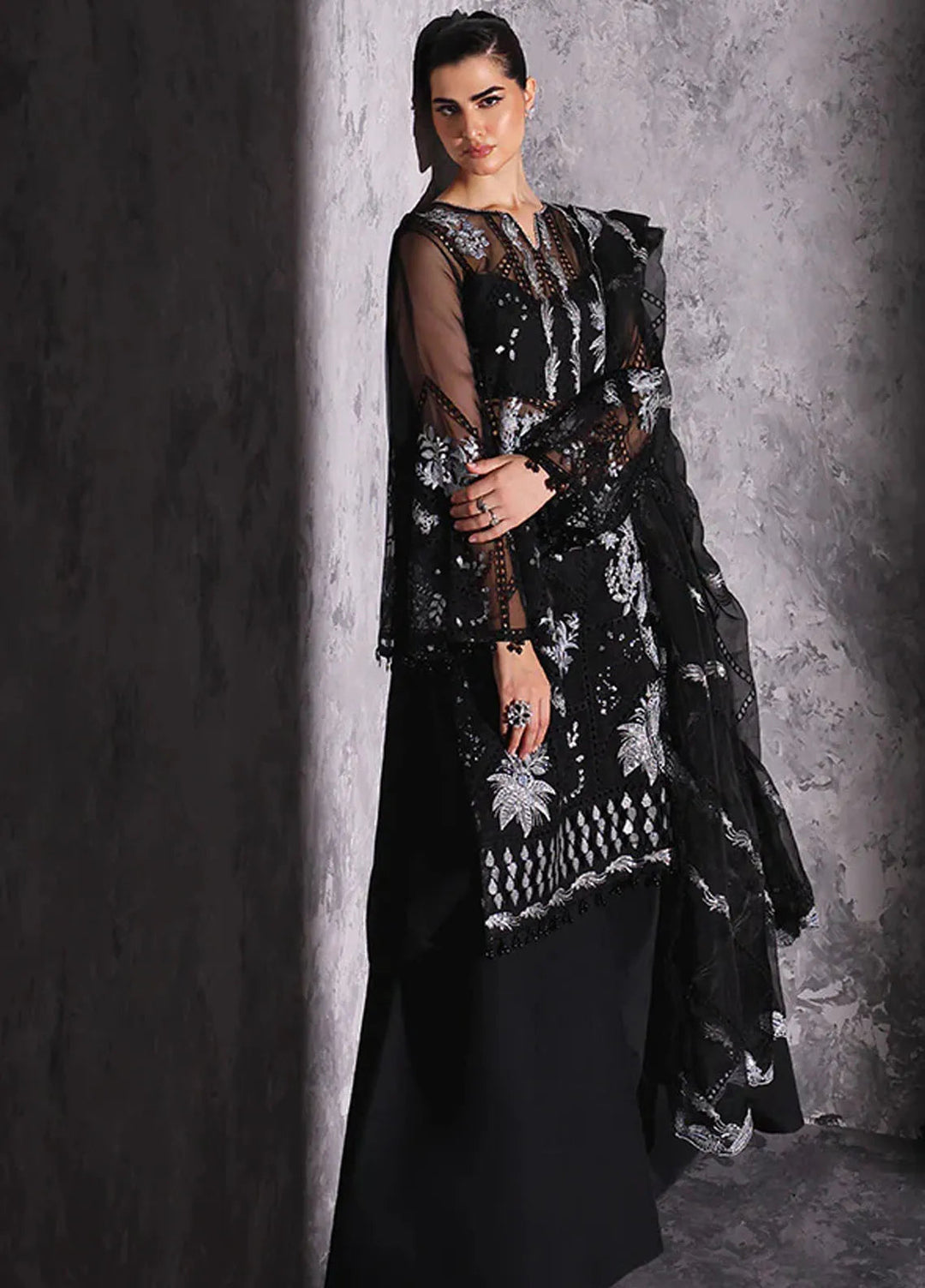 Aatish By Saffron Embroidered Organza Suit Unstitched 4 Piece SFR24A D-07 Gul-e-Aftab - Formal Collection