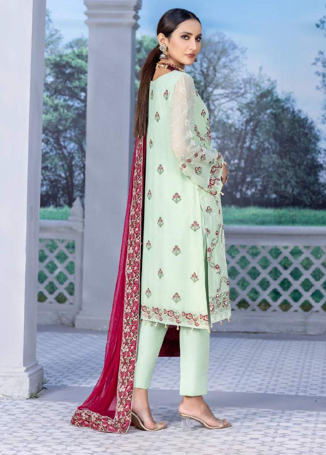 Aayra Embroidered Chiffon Suits Unstitched 4 Piece AY23C D-01 - Luxury Collection