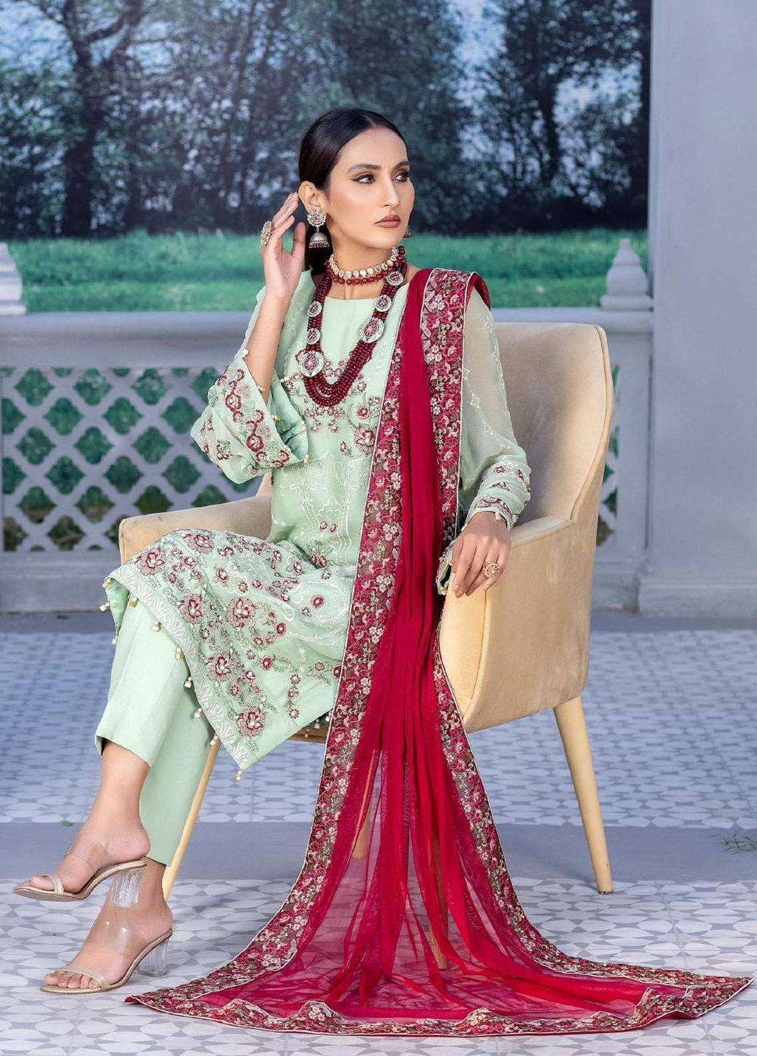 Aayra Embroidered Chiffon Suits Unstitched 4 Piece AY23C D-01 - Luxury Collection