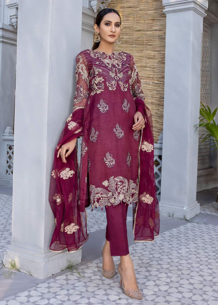 Aayra Embroidered Organza Suits Unstitched 4 Piece AY23C D-03 - Luxury Collection