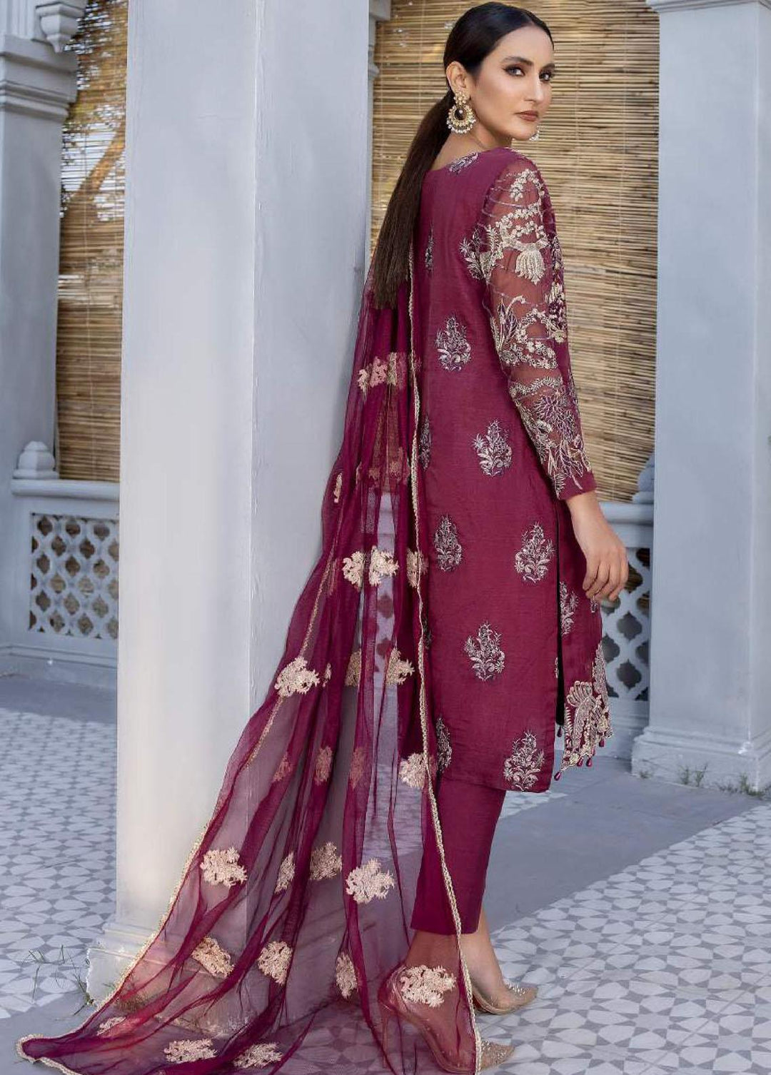 Aayra Embroidered Organza Suits Unstitched 4 Piece AY23C D-03 - Luxury Collection