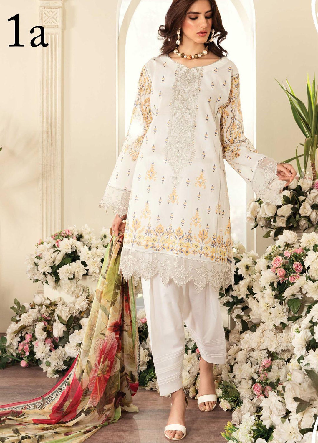 Aayra Embroidered Lawn Suits Unstitched 3 Piece AY21L 01A - Luxury Collection