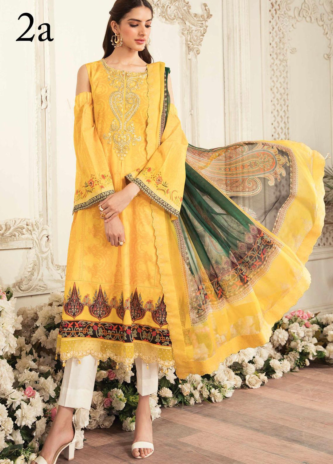 Aayra Embroidered Lawn Suits Unstitched 3 Piece AY21L 02A - Luxury Collection