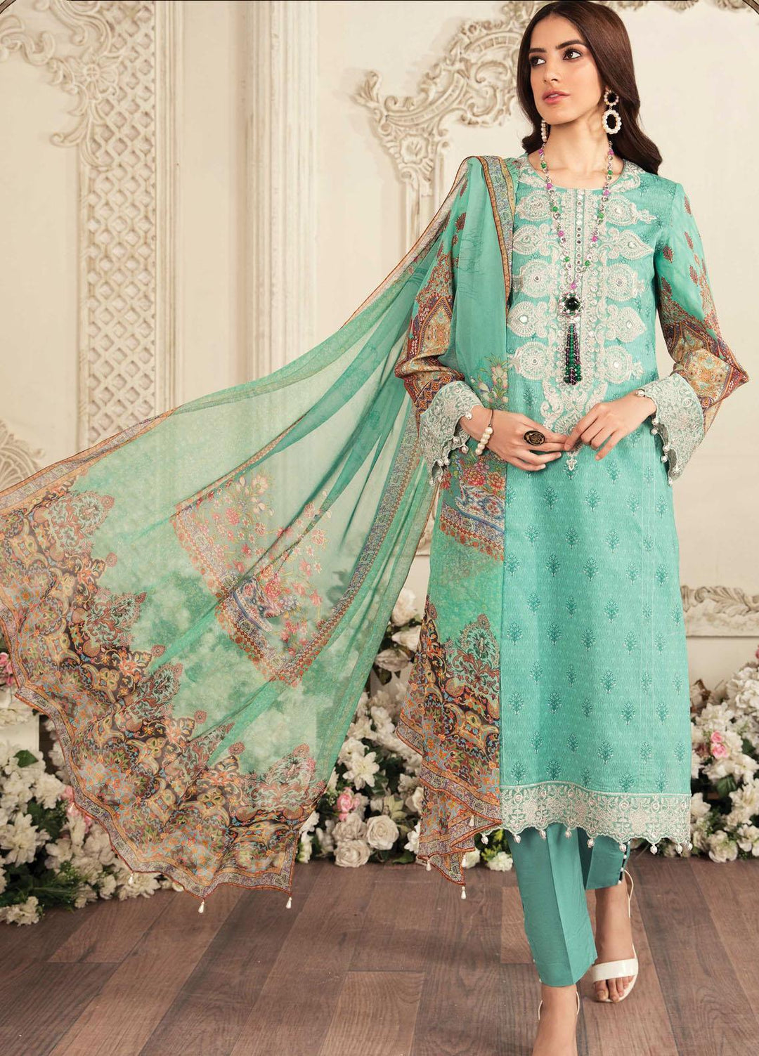Aayra Embroidered Lawn Suits Unstitched 3 Piece AY21L 03B - Luxury Collection