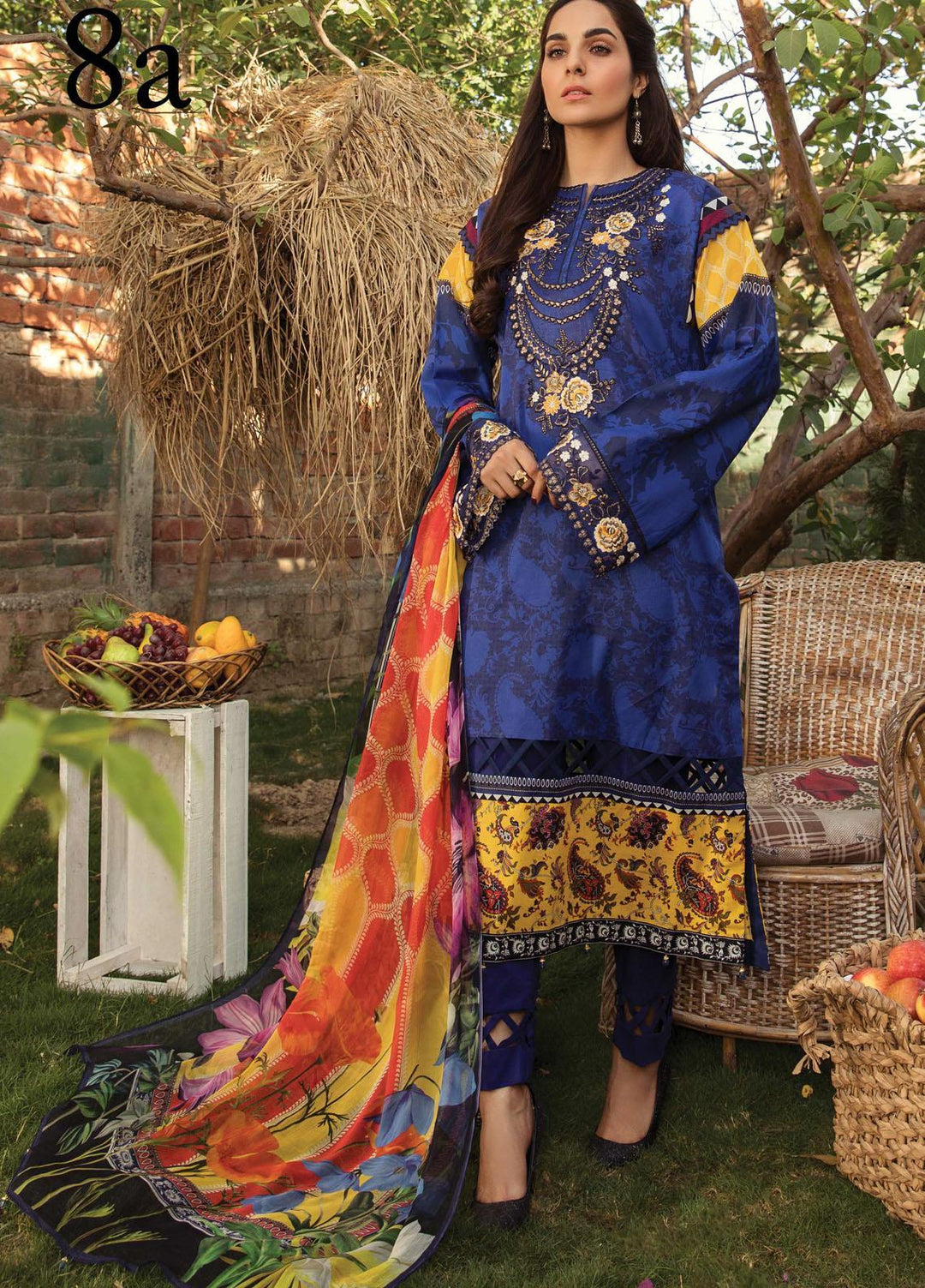 Aayra Embroidered Lawn Suits Unstitched 3 Piece AY21L 08A - Luxury Collection