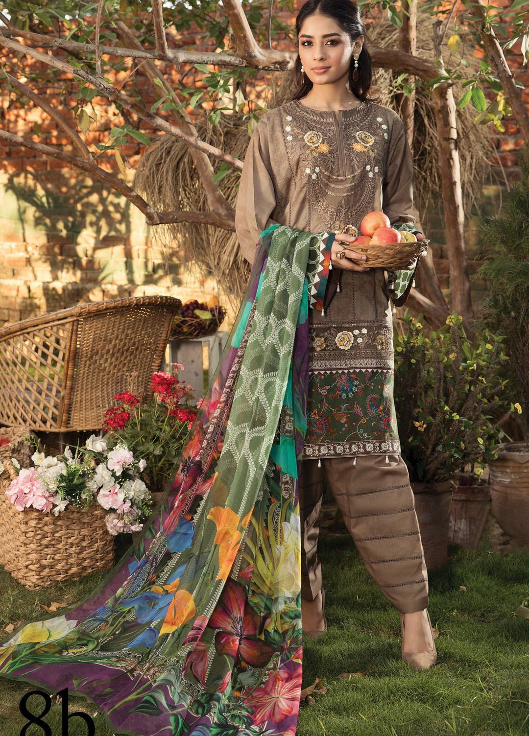 Aayra Embroidered Lawn Suits Unstitched 3 Piece AY21L 08B - Luxury Collection
