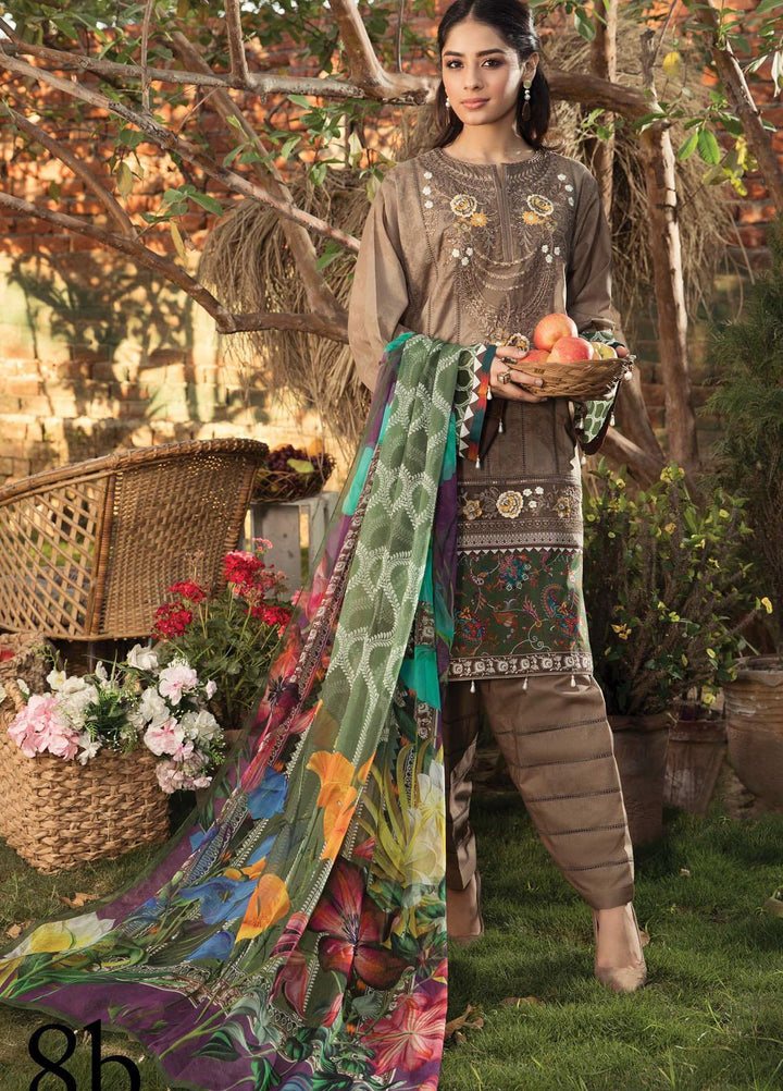 Aayra Embroidered Lawn Suits Unstitched 3 Piece AY21L 08B - Luxury Collection