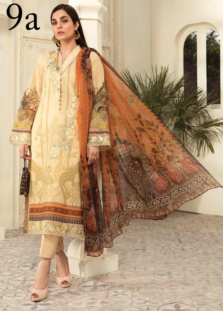 Aayra Embroidered Lawn Suits Unstitched 3 Piece AY21L 09A - Luxury Collection