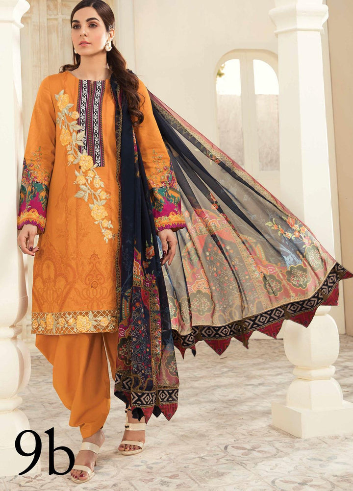 Aayra Embroidered Lawn Suits Unstitched 3 Piece AY21L 09B - Luxury Collection