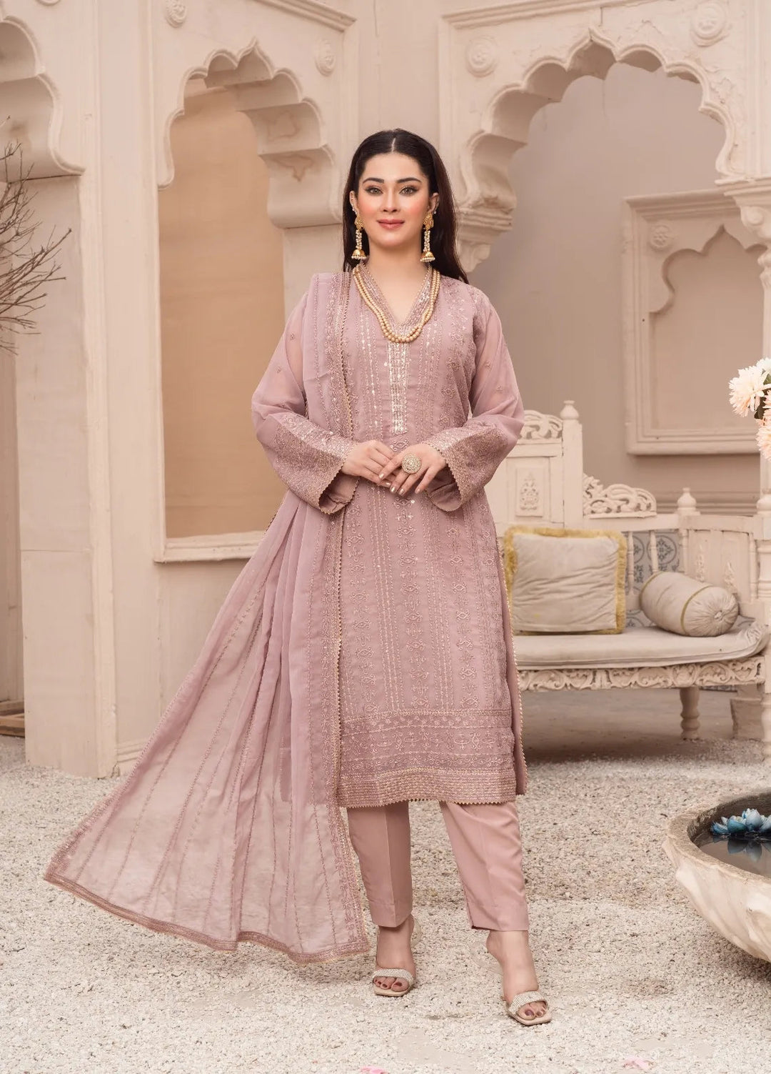 Abaan Zohan Pret Embroidered Chiffon 3 Piece Suit Aashna