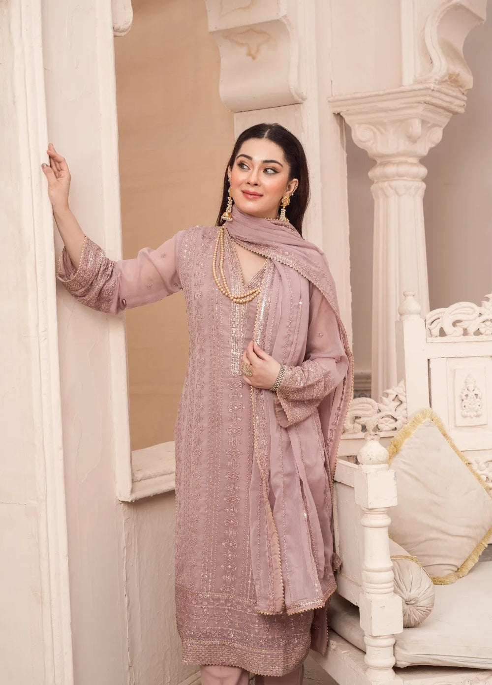 Abaan Zohan Pret Embroidered Chiffon 3 Piece Suit Aashna