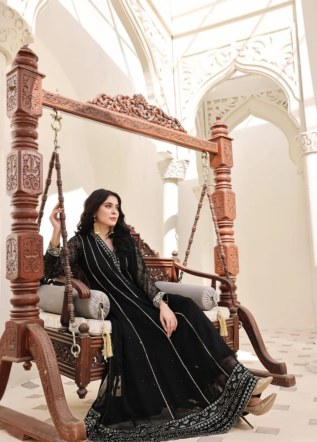 Abaan Zohan Pret Embroidered Chiffon 3 Piece Suit Kashish Black