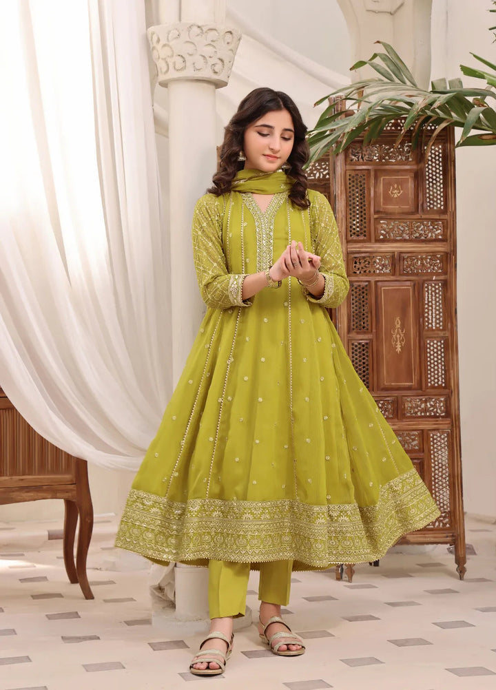 Abaan Zohan Pret Embroidered Chiffon 3 Piece Suit Kashish Kids Dhaani