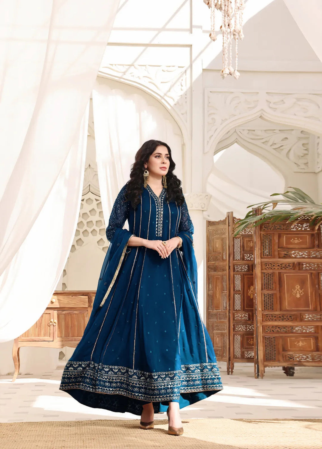 Abaan Zohan Pret Embroidered Chiffon 3 Piece Suit Kashish peacock