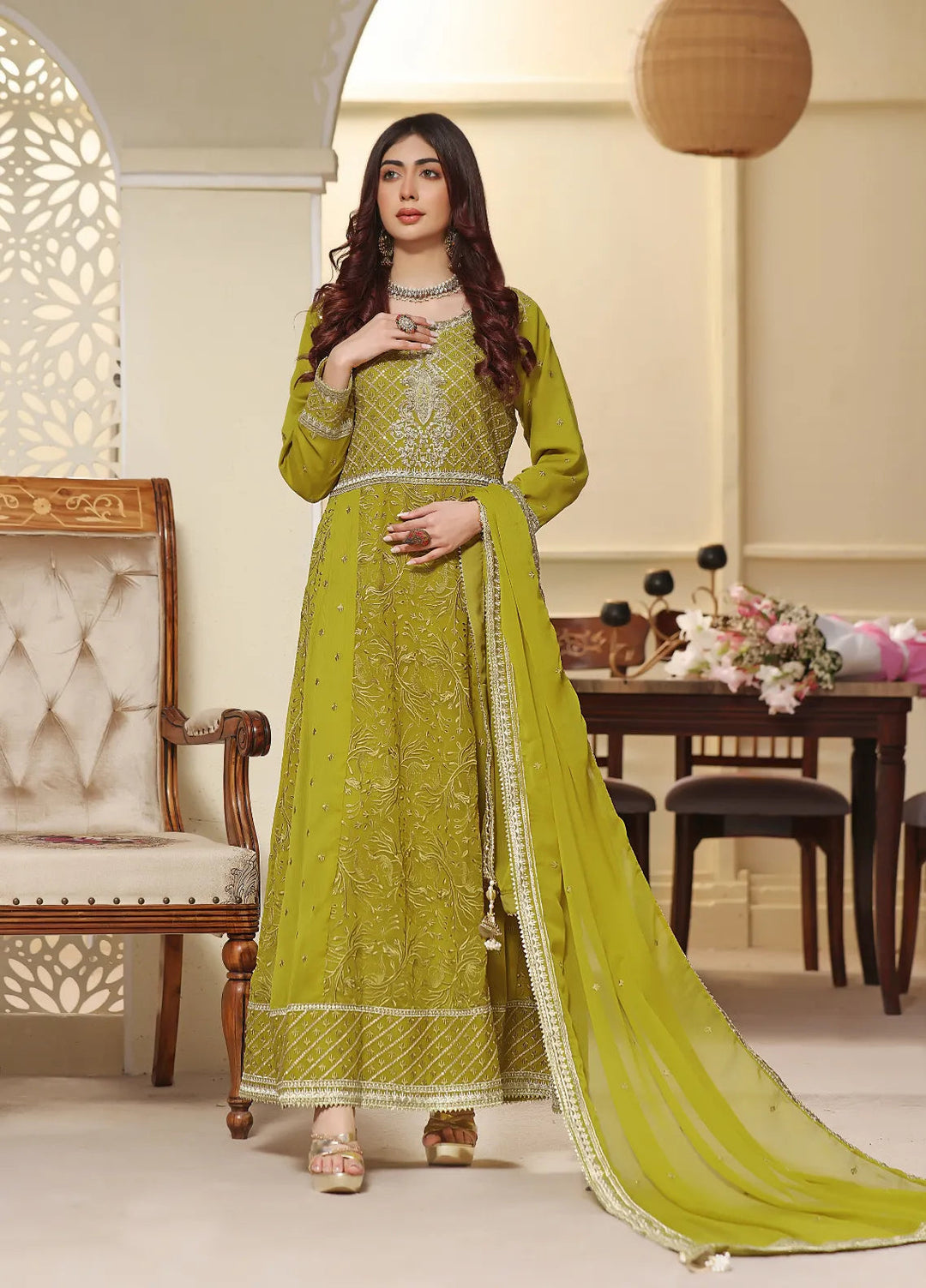Abaan Zohan Pret Embroidered Chiffon 3 Piece Suit Mehraab Dhaani
