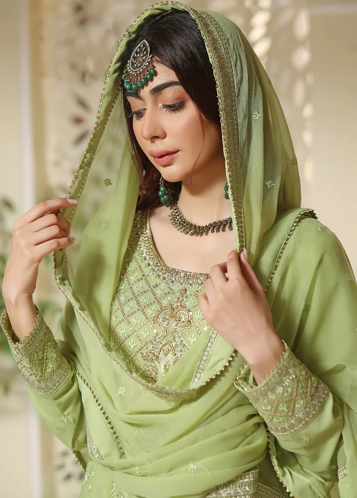 Abaan Zohan Pret Embroidered Chiffon 3 Piece Suit Mehraab Mint Green