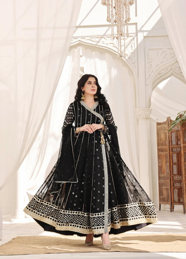 Abaan Zohan Pret Embroidered Chiffon 3 Piece Suit Nayaab Black