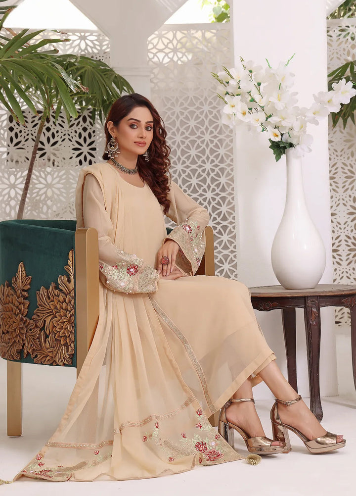 Abaan Zohan Pret Embroidered Chiffon 3 Piece Suit Zeenia Skin
