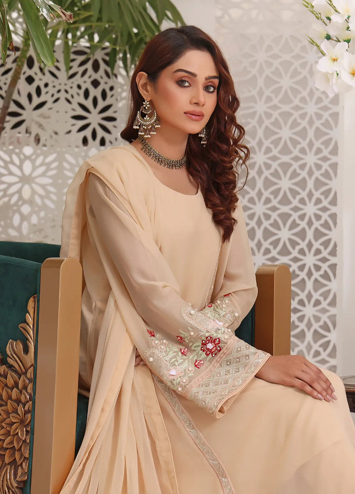 Abaan Zohan Pret Embroidered Chiffon 3 Piece Suit Zeenia Skin