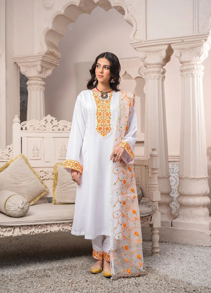 Abaan Zohan Pret Embroidered Raw Silk 3 Piece Suit Abr