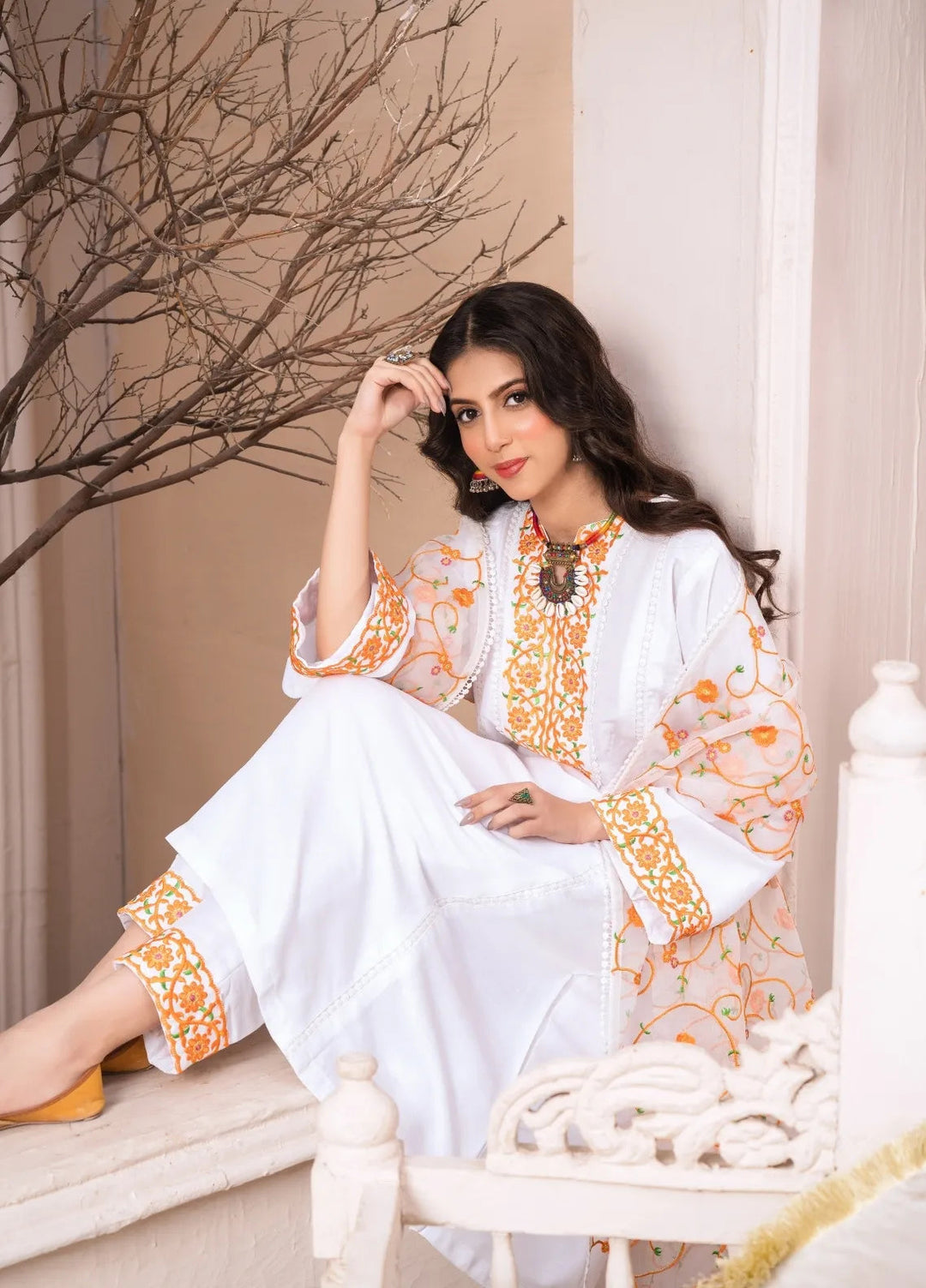 Abaan Zohan Pret Embroidered Raw Silk 3 Piece Suit Abr