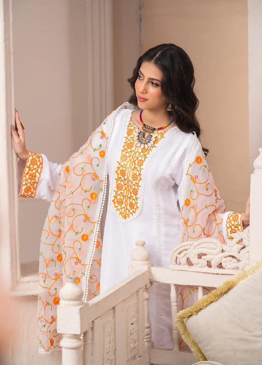 Abaan Zohan Pret Embroidered Raw Silk 3 Piece Suit Abr
