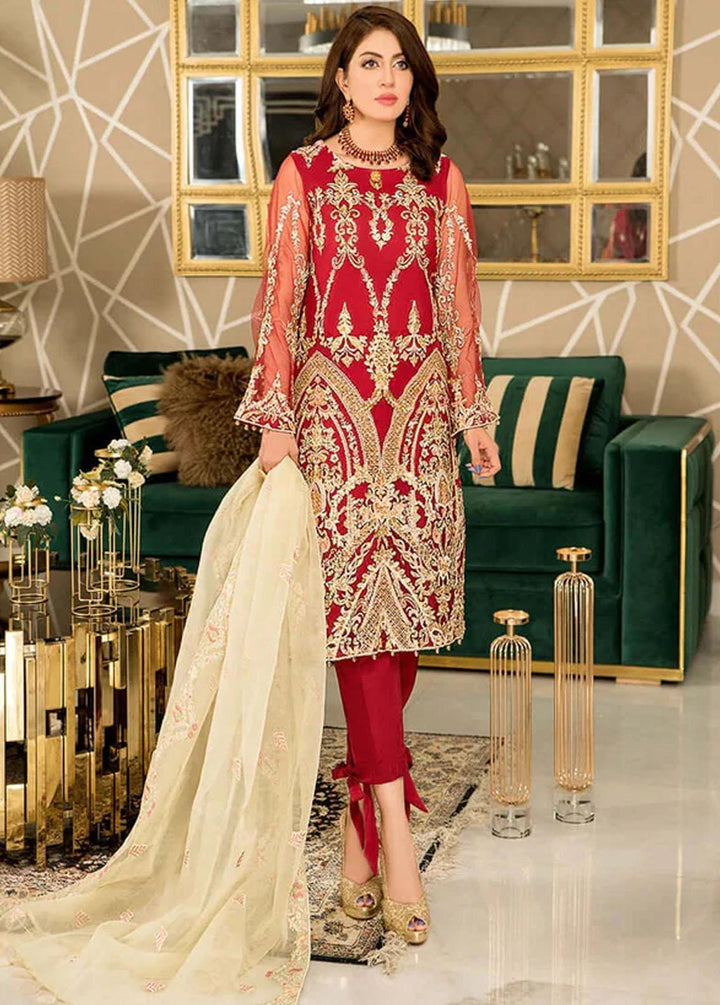 Abb-e-Zar by Aroshi Embroidered Net Suits Unstitched 3 Piece ASH22AZU MUSK - Luxury Collection