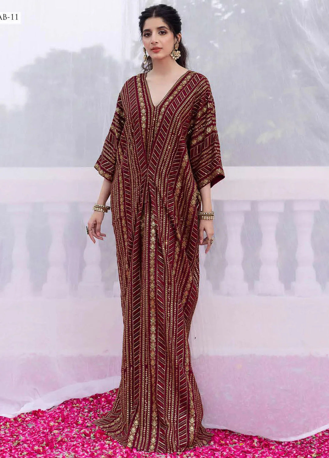 Abresham By Asim Jofa Embroidered Chiffon Unstitched Suit 2 Piece AJ23AB AJAB-11 - Luxury Festive Collection