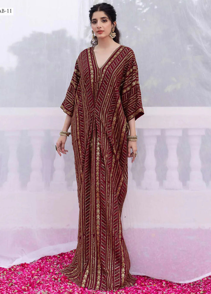 Abresham By Asim Jofa Embroidered Chiffon Unstitched Suit 2 Piece AJ23AB AJAB-11 - Luxury Festive Collection