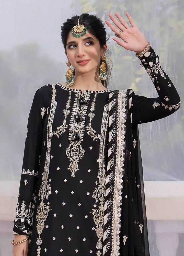 Abresham By Asim Jofa Embroidered Chiffon Unstitched Suit 3 Piece AJ23AB AJAB-01 - Luxury Festive Collection