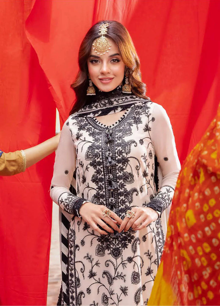 Abresham By Asim Jofa Embroidered Chiffon Unstitched Suit 3 Piece AJ23AB AJAB-02 - Luxury Festive Collection