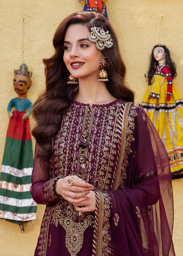 Abresham By Asim Jofa Embroidered Chiffon Unstitched Suit 3 Piece AJ23AB AJAB-03 - Luxury Festive Collection