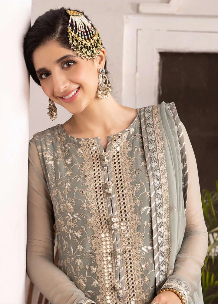 Abresham By Asim Jofa Embroidered Chiffon Unstitched Suit 3 Piece AJ23AB AJAB-15 - Luxury Festive Collection