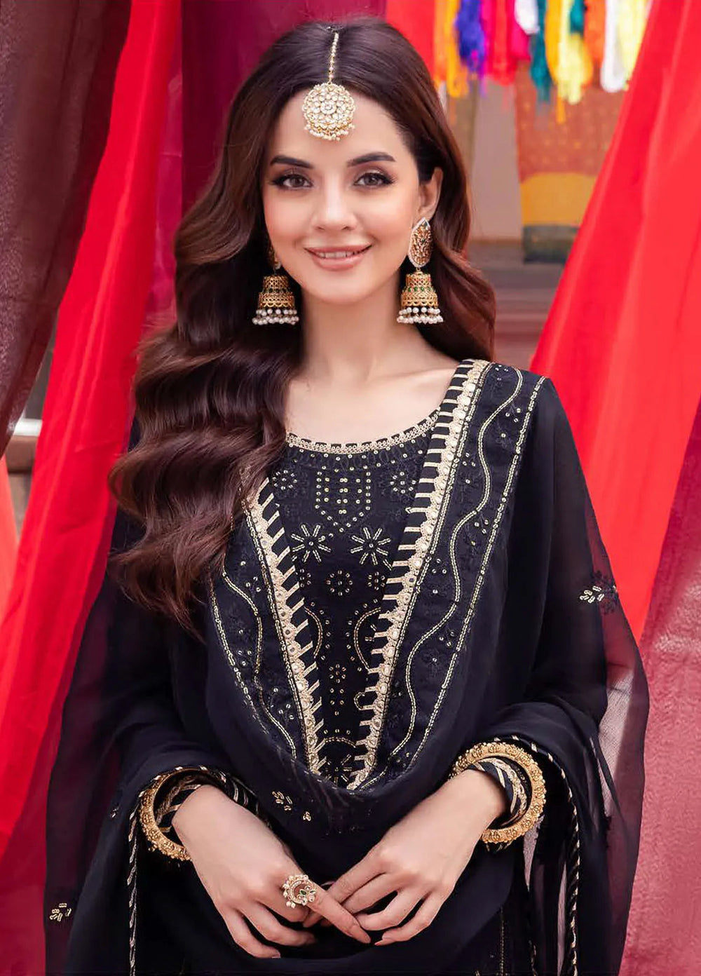 Abresham By Asim Jofa Embroidered Chiffon Unstitched Suit 3 Piece AJ23AB AJAB-18 - Luxury Festive Collection