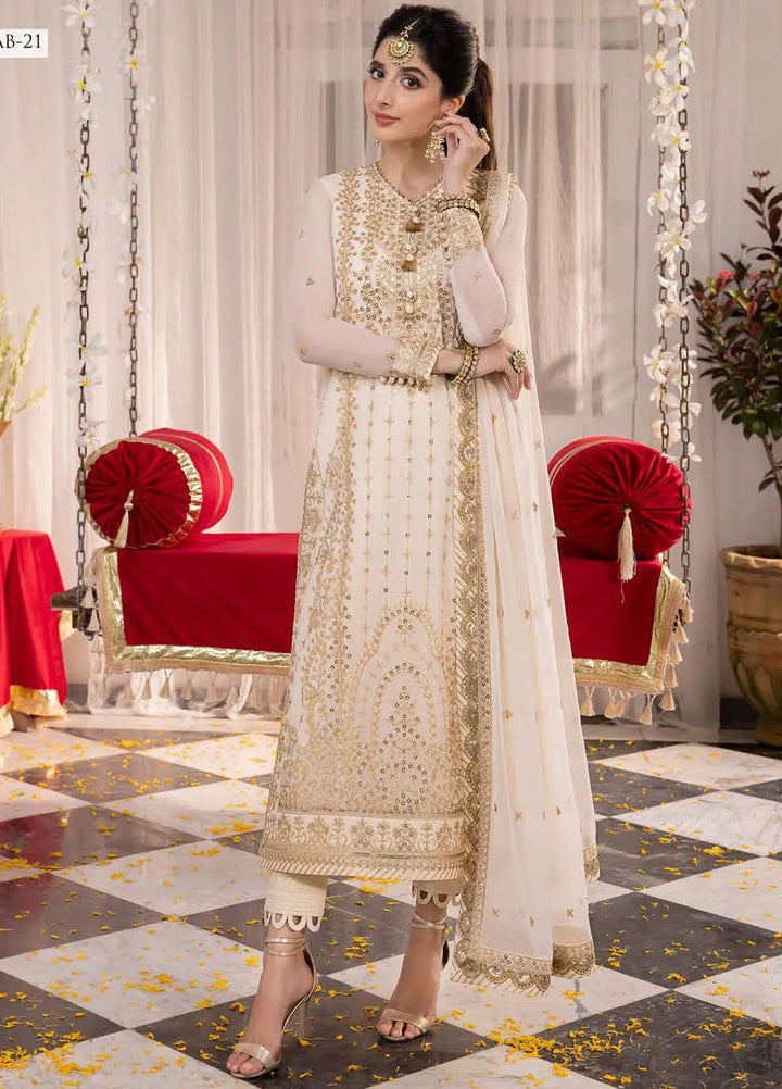 Abresham By Asim Jofa Embroidered Chiffon Unstitched Suit 3 Piece AJ23AB AJAB-21 - Luxury Festive Collection