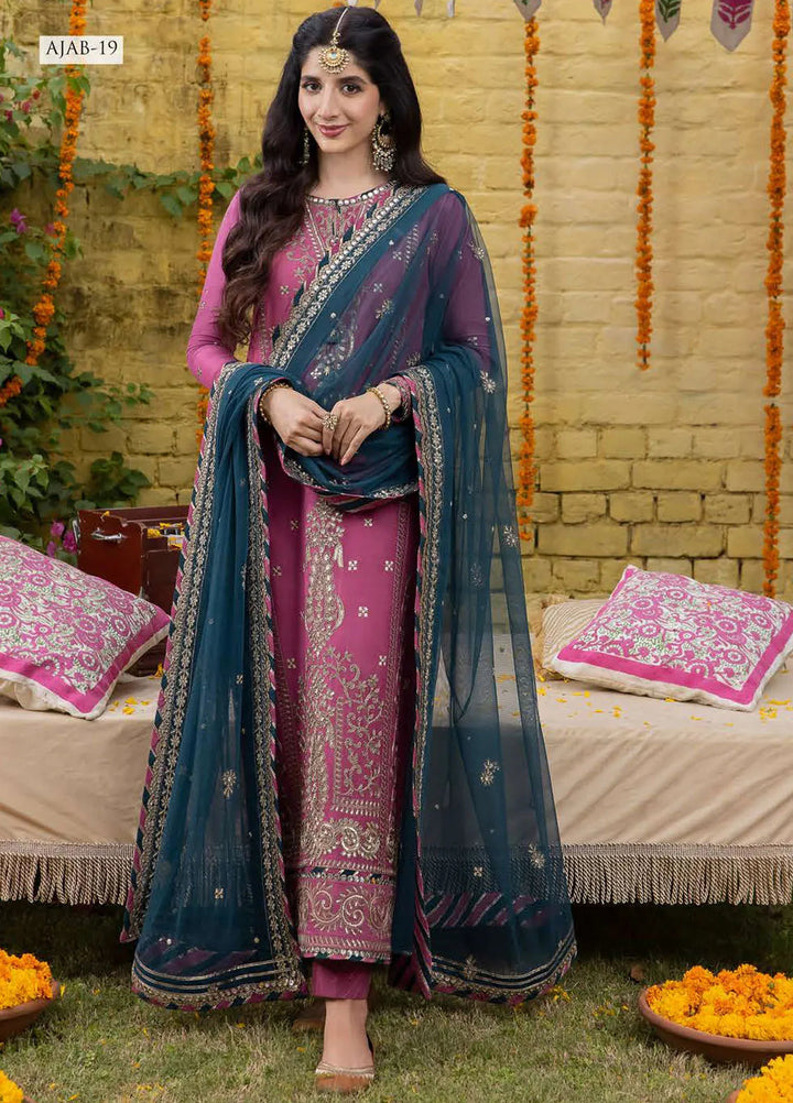 Abresham By Asim Jofa Embroidered Cotton Unstitched Suit 3 Piece AJ23AB AJAB-19 - Luxury Festive Collection