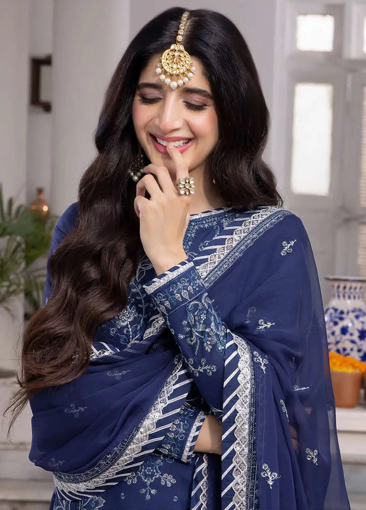 Abresham By Asim Jofa Embroidered Lawn Unstitched Suit 3 Piece AJ23AB AJAB-10 - Luxury Festive Collection