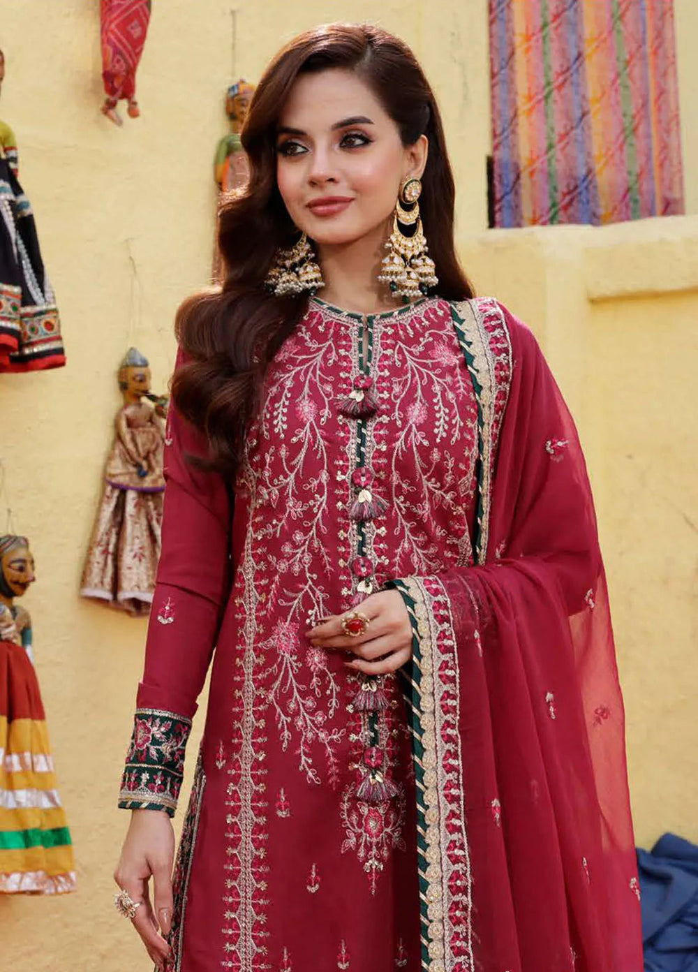 Abresham By Asim Jofa Embroidered Lawn Unstitched Suit 3 Piece AJ23AB AJAB-12 - Luxury Festive Collection