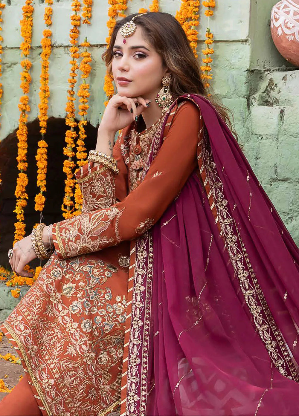 Abresham By Asim Jofa Embroidered Lawn Unstitched Suit 3 Piece AJ23AB AJAB-14 - Luxury Festive Collection
