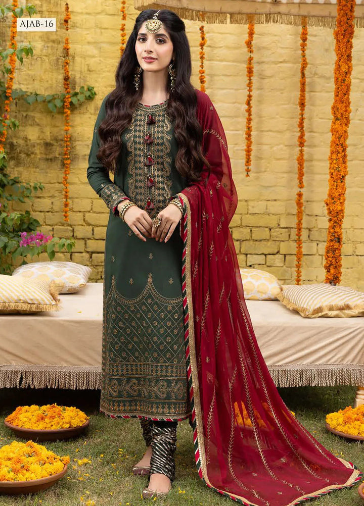 Abresham By Asim Jofa Embroidered Lawn Unstitched Suit 3 Piece AJ23AB AJAB-16 - Luxury Festive Collection